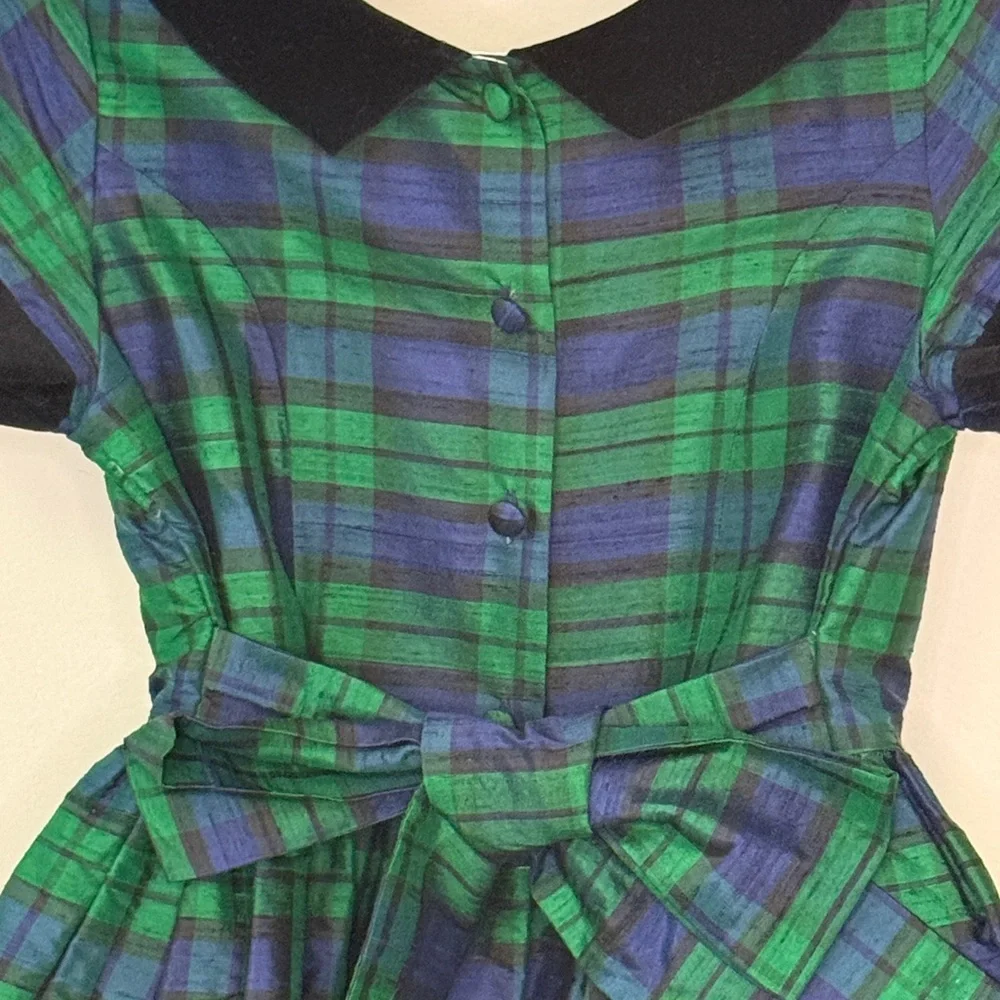 Frances Johnston for Simi: Girls Christmas Dress Blue/Green/Black Plaid, Size 5